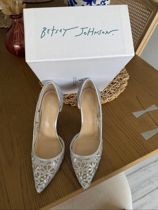 Betsey Johnson Shoes - Betsey Johnson Silver Beaded Floral Pointed-Toe Heels
